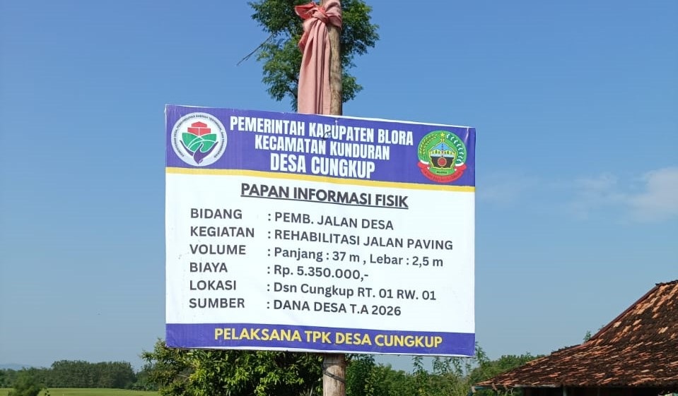 Jalan Paving Desa Cungkup Direhabilitasi, Anggaran Rp5,35 Juta
